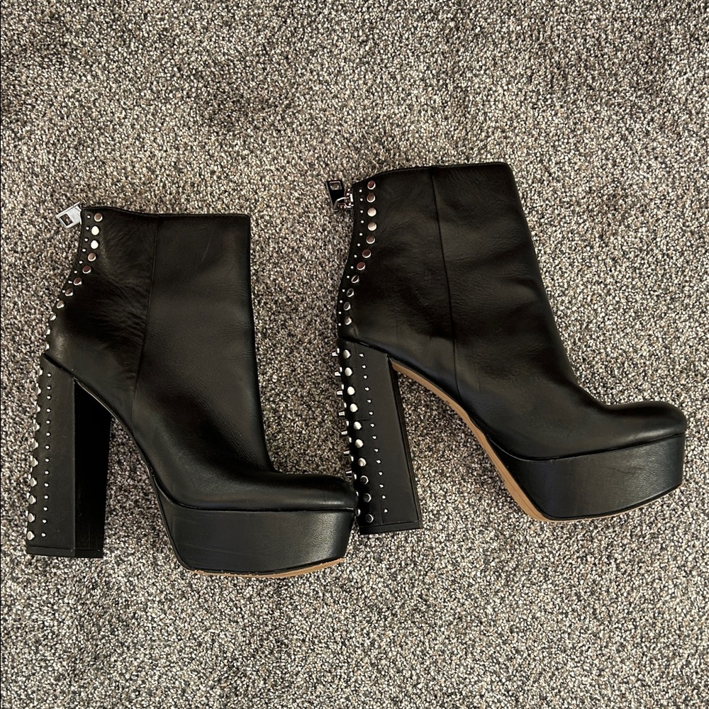 Studded Black Platform Ankle Boots
